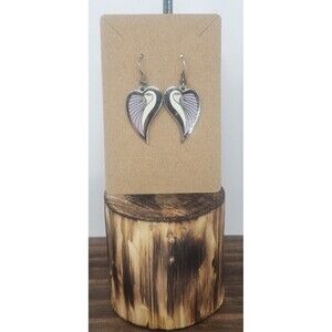 Laurel Burch Bird Dove Heart Purple Pink White Silver Tone 1" Dangle Earrings